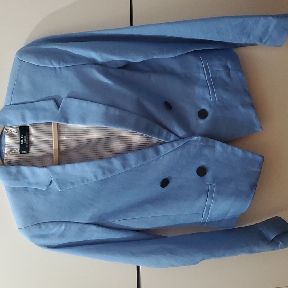 NEW Mango New Basics Icy Blue Cotton Jacket Sz Small